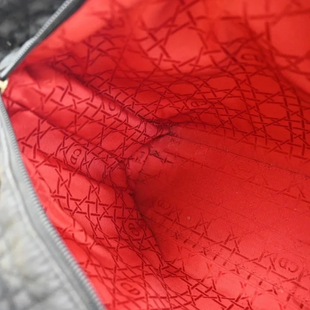 CHRISTIAN DIOR Lady Cannage Tote Hand Bag Nylon Leather Black GHW Italy 84EF789 - Picture 12 of 16